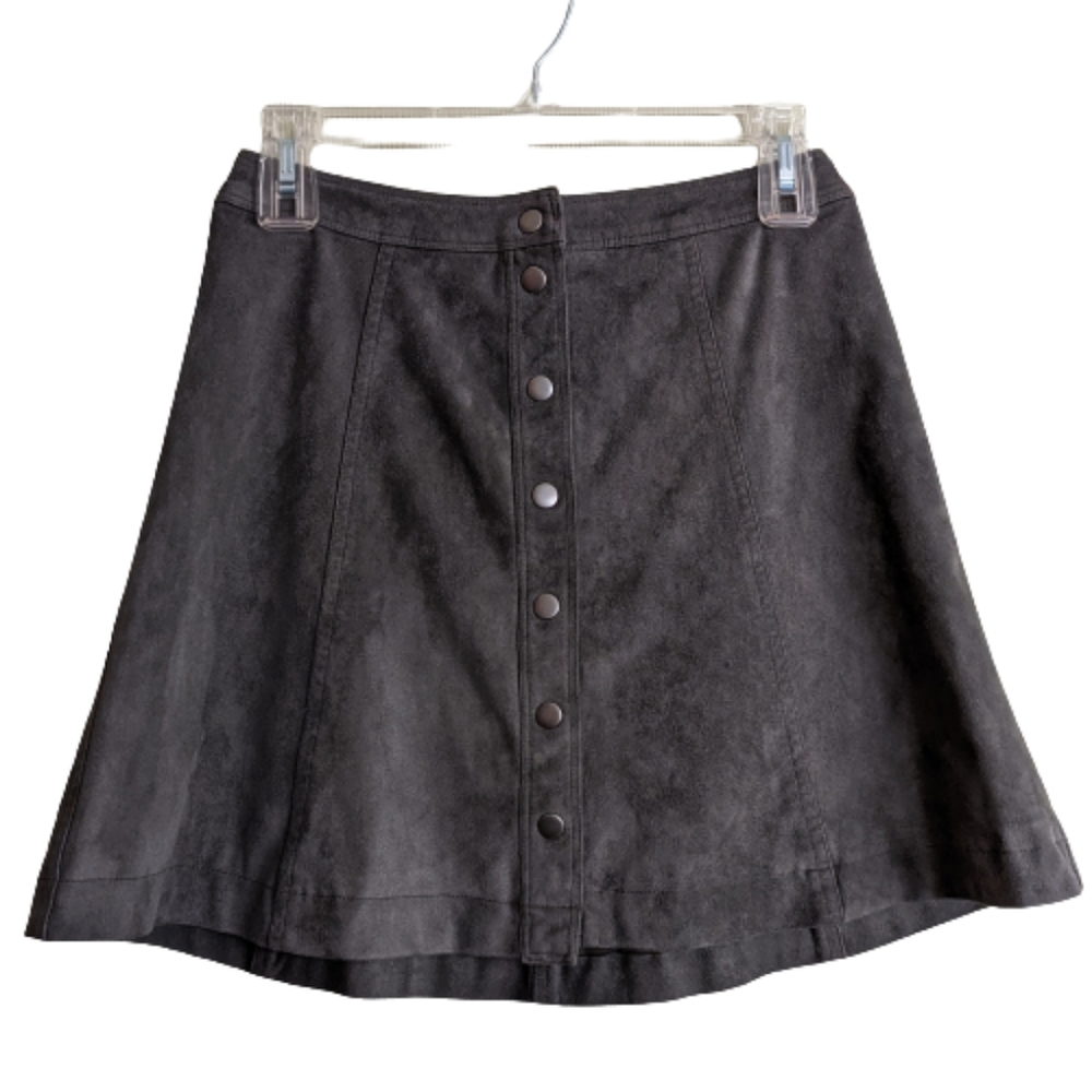 Abercrombie & Fitch Miniskirt Green Meadows Faux Suede Fit & Flare Snap …